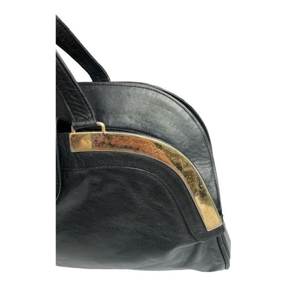 Vintage Pansy leather handbag with gold accents front pocket and zipper - Picture 3 of 11